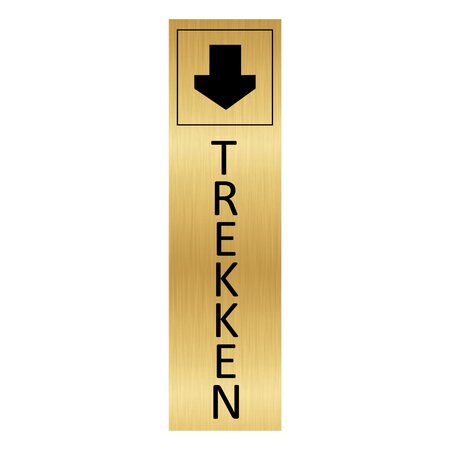 Goud aluminium deurbordje trekken staand 165 x 45 mm - per 1 stuk