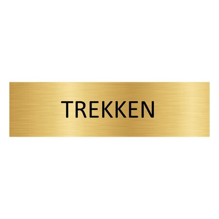 Goud aluminium deurbordje trekken liggend 165 x 45 mm - per 1 stuk