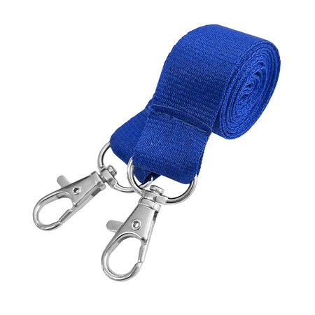 Blanco keycord of lanyard met bevestigingsclips blauw - per stuk