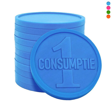 Plastic reliëfmunten met 1 consumptie Ø38mm - per 250 stuks