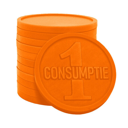 Plastic reliëfmunten met 1 consumptie Ø38mm - per 250 stuks
