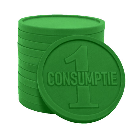 Plastic reliëfmunten met 1 consumptie Ø38mm - per 250 stuks