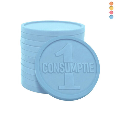 Reliëfmunten van gerecycled plastic met 1 consumptie Ø29mm - per 250 stuks