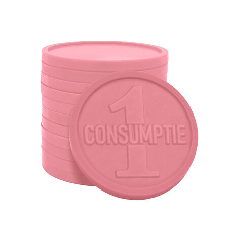 Reliëfmunten van gerecycled plastic met 1 consumptie Ø29mm - per 250 stuks