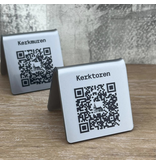 QR-code bordje van plexiglas in zilverkleurig - per 1 stuk