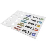 Sleufetiketten met eigen ontwerp en nummering 250x38mm met afscheurstrook - per 200 etiketten