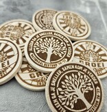 Houten munten met eigen gravering Ø37mm - per 100 stuks