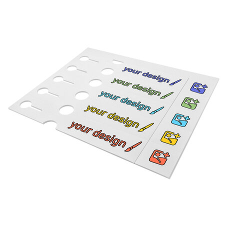 Sleufetiketten met eigen ontwerp 250x38mm met afscheurstrook   - per 200 etiketten