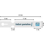 Sleufetiketten met eigen ontwerp 250x38mm met afscheurstrook   - per 200 etiketten
