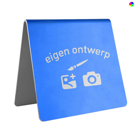 Aluminium tafelbordje Magnifique 100x100mm eigen ontwerp in onderdruk - per stuk