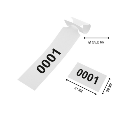 Sleufetiketten genummerd 250x38mm met afscheurstrook wit - per 200 etiketten