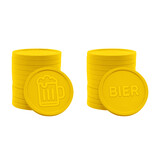 Plastic reliëfmunten met bier icoon en tekst Ø25mm - per 250 stuks