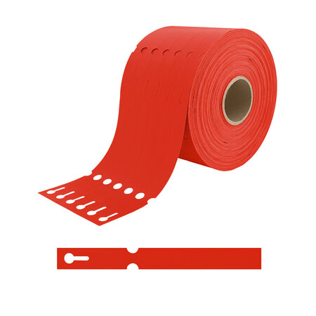 CombiCraft Blanco sleufetiketten 160x17mm voor thermal transferprinters op rol rood - per 4000 etiketten