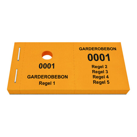 Garderobebonnen met 5 regels eigen tekst - per 1000 bonnen
