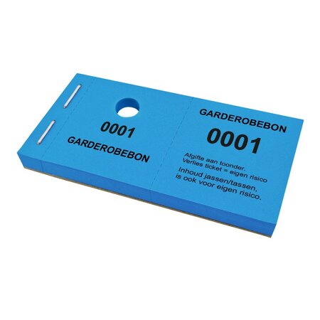 Garderobe kaartjes met ophanggat niet aansprakelijk - per 1000 kaartjes