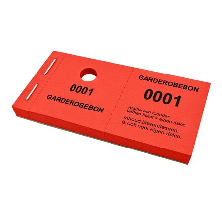 Garderobe kaartjes met ophanggat niet aansprakelijk - per 1000 kaartjes