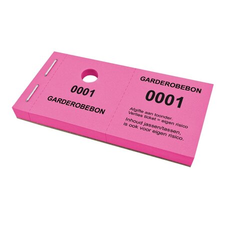 Garderobe kaartjes met ophanggat niet aansprakelijk - per 1000 kaartjes