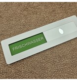 Aluminium schuifbordje eigen tekst 125x35mm met tape - per stuk