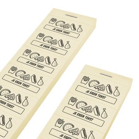 Consumptiebonnen met maaltijd iconen en eigen tekst - per 1000 bonnen