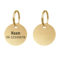 Hondenpenning messing 30mm met naam en telefoonnummer