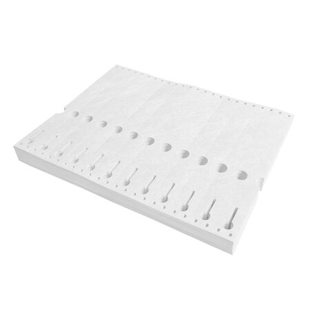 Blanco Tyvek sleufetiketten 220x25,4mm zigzag gevouwen voor matrixprinters in meerdere kleuren  - per 1000 etiketten