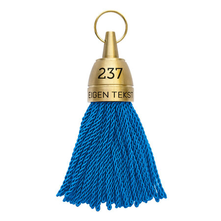 Philadelphia messing hotel sleutelhanger blauw met gravering - per stuk