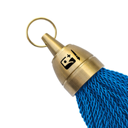Philadelphia messing hotel sleutelhanger blauw met gravering - per stuk