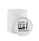 Transparante munten met jouw eigen bedrukking Ø25mm - per 100 stuks