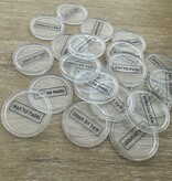 Transparante munten met jouw eigen bedrukking Ø25mm - per 100 stuks