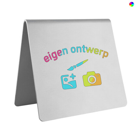 Aluminium tafelbordje Joli 100x100mm eigen ontwerp in onderdruk - per stuk