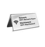 Aluminium wifi bordje Elegant 100x55mm zilver - per stuk