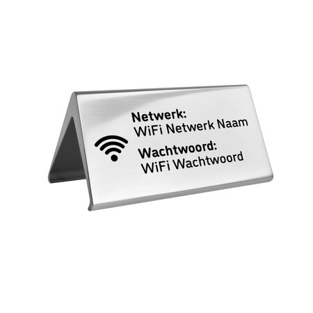 Aluminium wifi bordje Elegant 100x55mm zilver - per stuk