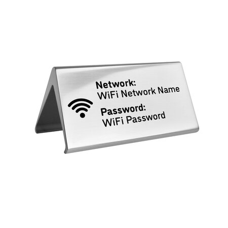Aluminium wifi bordje Elegant 100x55mm zilver - per stuk