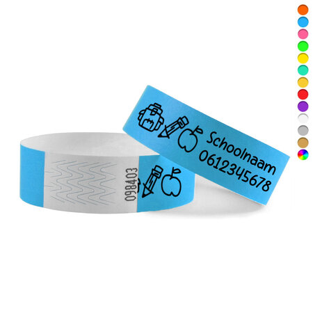 Schoolreis Tyrex polsbandjes - per 100 stuks