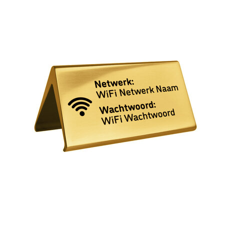 Aluminium wifi bordje Elegant 100x55mm goud - per stuk