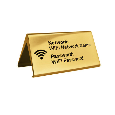 Aluminium wifi bordje Elegant 100x55mm goud - per stuk