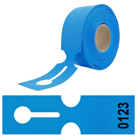 HDPE sleufetiketten 273,5x80mm met nummer blauw - 100 etiketten