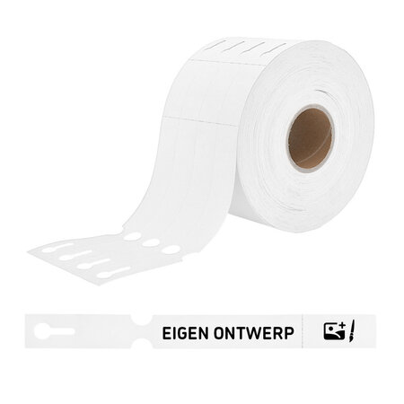 HDPE sleufetiketten 250x25mm met eigen ontwerp en afscheurstrook wit - 100 etiketten