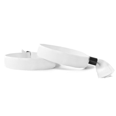 Blanco textiel polsbandjes met cap-lock sluiting - 100 stuks