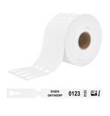 CombiCraft HDPE sleufetiketten 250x25mm met eigen ontwerp, dubbele nummering en afscheurstrook wit - 100 etiketten