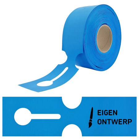 HDPE sleufetiketten 273,5x80mm met eigen ontwerp blauw - 100 etiketten