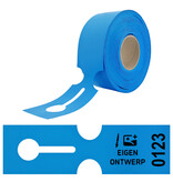 HDPE sleufetiketten 273,5x80mm met eigen ontwerp en nummering blauw - 100 etiketten