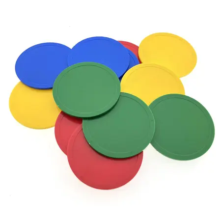 Blanco plastic munten Ø70mm - per 100 stuks