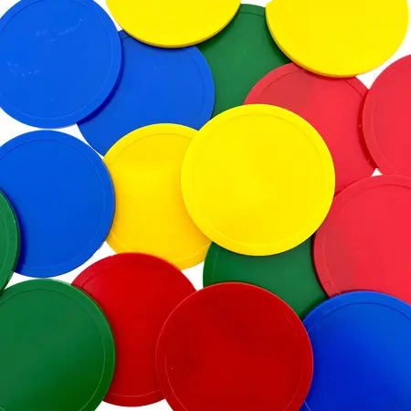 Blanco plastic munten Ø70mm - per 100 stuks