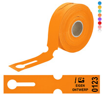 Sleufetiketten 260x50mm met ontwerp en nummer
