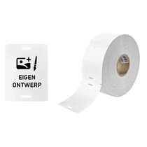 Hangetiketten 70x90mm met sleufgaten bedrukt