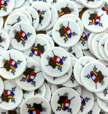 Plastic bedrukte munten met eigen ontwerp Ø28mm wit - per 100 stuks