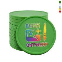 Bedrukte munten plastic Ø35mm - 100 stuks