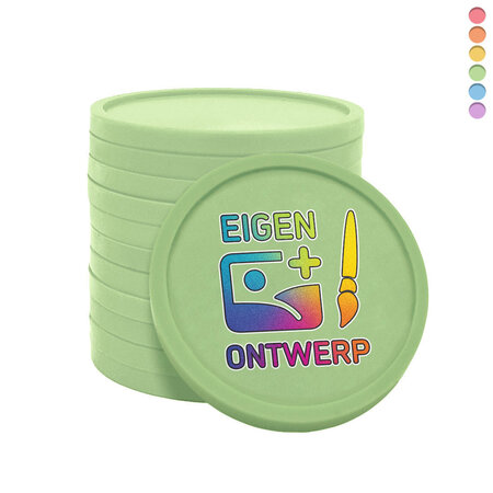 Plastic recycled munten met jouw eigen ontwerp Ø29mm