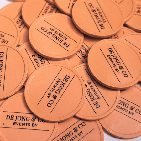 Plastic recycled munten met jouw eigen ontwerp Ø29mm